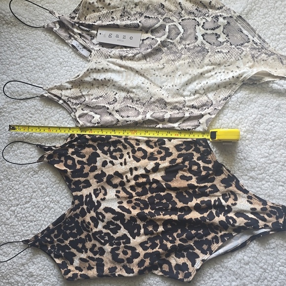 Gaze Animal Print Women's Bodysuit Set Of 2 Tops - Picture 13 of 14